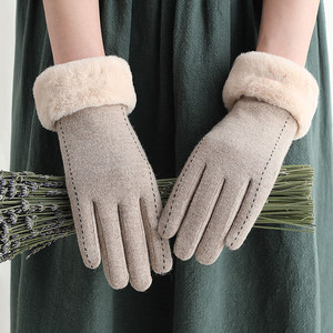 Gants Femme Automne Hiver Nouvelle Mode Mignon Fourrure Mitaines Chaudes Plein Doigt Mitaines Femme Sport Extérieur Gants Femme Ecran - Product Image 3