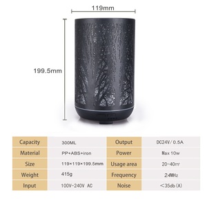350ML Black Tree Forest Metal Oils <strong>Diffuser</strong>, Metal Essential Oils <strong>Diffuser</strong> with Whisper-Quiet Operation - Product Image 5