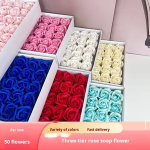 Entrega Directa de Fábrica Ramo Grande de Rosas Artificiales de Flor de Jabón de Tres Capas con Base Acuosa Venta al por Mayor del Fabricante - Product Image 4
