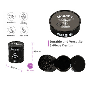 Black Zinc Alloy 3 Piece Smoke <b>Grinder</b> 42mm Portable Manual Crusher Waterproof Reusable Smoking Accessory - Product Image 6