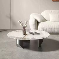 Luxuriöses Stein-Couchtisch-Set Wohnzimmermöbel Runder Beistelltisch Moderner Hochwertiger Designer-Couchtisch mit Steinplatte