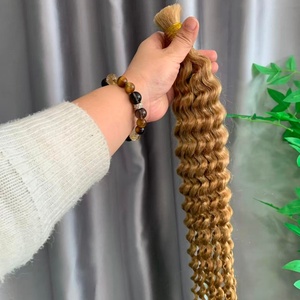 CF357 # 27 mèches de tresses pré-bouclées au crochet style bohème, ondulées, de 8 mm, <span class=keywords><strong>avec</strong></span> cheveux humains, extensions de cheveux à tresser, cheveux vietnamiens en vrac - Product Image 2