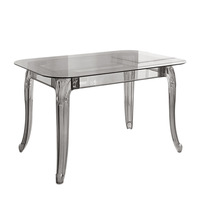 Meubles de salle à manger au design moderne, table à manger en résine époxy, table à manger rectangulaire de luxe en acrylique transparent avec plateau en verre