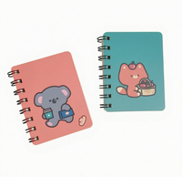 Cuaderno Mini A7 con Espiral de Osito de Dibujos Animados, Papelería Estudiantil, Notas Kawaii 105x80mm, Regalo