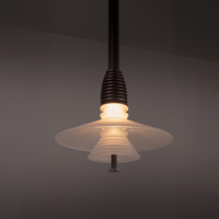 Lampe suspendue en verre ondulé de style moderne du milieu du siècle français, lampe suspendue de luxe italienne pour table à manger, hôtel, café, bar, comptoir