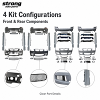 Kit Bumper Depan Belakang Tanpa Cat, Side Skirt, dengan Braket Lampu Grille, Kompatibel dengan BMW Seri 3 E90 Sedan 2005-2012