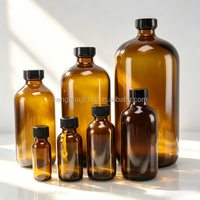 Bouteille en verre personnalisée ronde ambrée de 120 ml, 240 ml, Boston, pour jus, café, 15 ml, 30 ml, 60 ml, 500 ml, 1000 ml, pour boissons liquides avec bouchon à vis