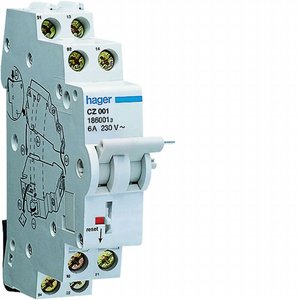 Contacto Auxiliar Hager 6A 230V~ para Reinicio de Señalización de Falla en RCCB - Product Image 1