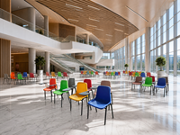 Chaise de formation avec tablette d'écriture et panier, chaise d'école en plastique pour salle de classe universitaire, salle de conférence, mobilier éducatif