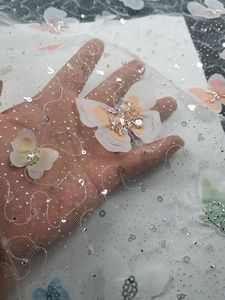 Africano francés colorido <span class=keywords><strong>mariposa</strong></span> 3D tul flor <span class=keywords><strong>Papillon</strong></span> brodede Perles Sur tissu tela de encaje bordado para mujer vestido de fiesta - Product Image 6