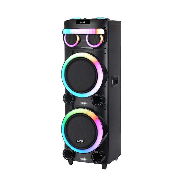 NDR Dual 12 Portable for Speaker with Microphone Lantern for Home Outdoor Party Use RGB LED Rechargeable Battery
