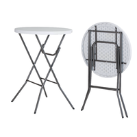 Usine En Gros Durable HDPE En Plastique 32in/80*110cm Rond Haut Pliant Table De Cocktail pour Intérieur Extérieur Partie À Manger Bar