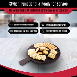 Racloirs ronds en céramique avec décalcomanie en bois noir 13-3/4\" X 10\" Manche de 4-1/2\" Style rustique Passe au lave-vaisselle Tablecraft - Product Image 3