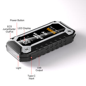 Démarreur de batterie de voiture portable 12V double USB PD60W 4000A avec lampe de poche <span class=keywords><strong>SOS</strong></span> et batterie externe, compatible moto/camion essence 7L diesel 5L - Product Image 3
