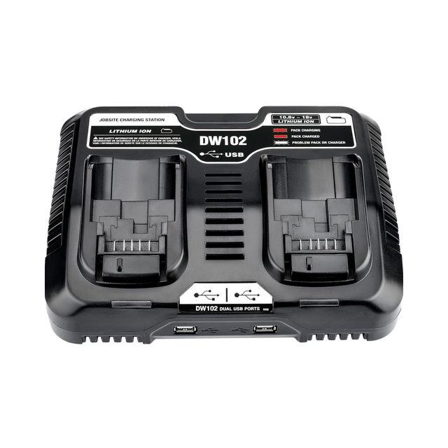 Battery Charger 6.0A Dual Port Charger Compatible with Dewalt 18V 20V Li-ion Battery Fast Charging Station with 2 USB Ports