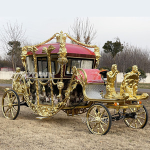 Chariot royal romantique pour mariage, ornement exquis, chariot tiré par des chevaux pour exposition dans un parc d'attractions - Product Image 3