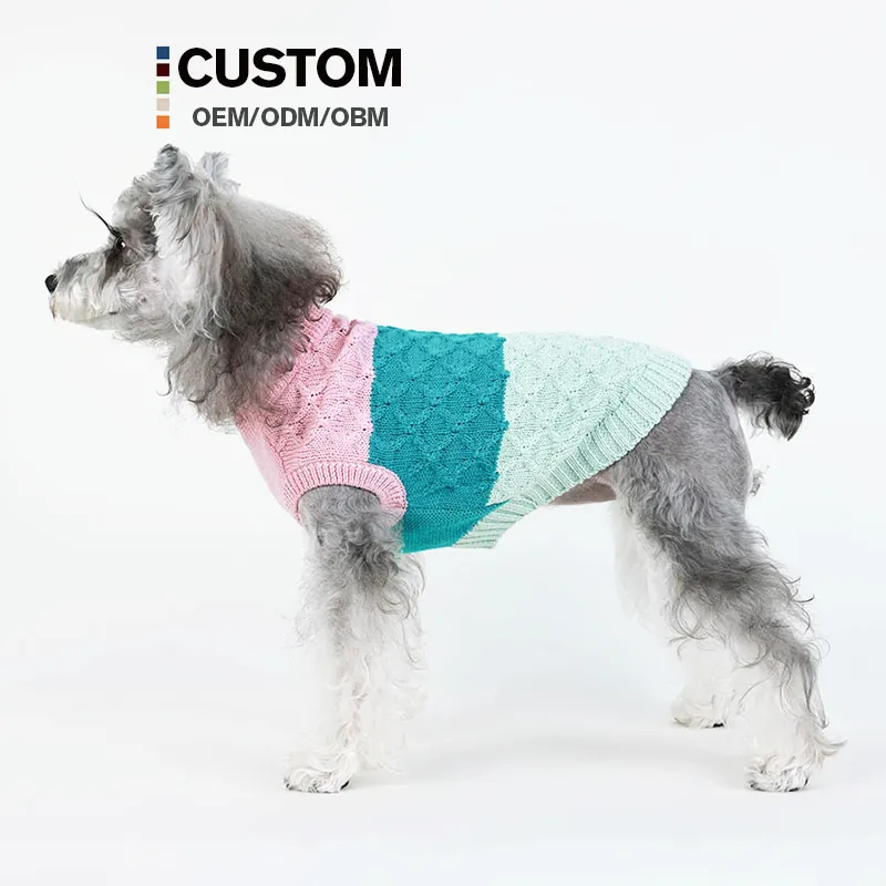 Maglione per cani in cotone di alta qualità personalizzato Patchwork colore Twist maglia maglia Pet Plaid classico carino perfetto il tuo amico peloso