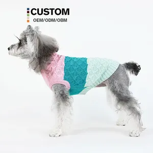 Jumper anjing katun kualitas tinggi sweter hewan peliharaan rajutan warna Patchwork kustom kotak-kotak lucu klasik sempurna teman berbulu Anda