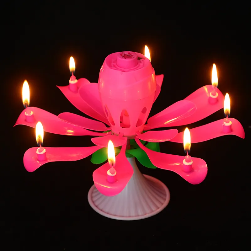 Großhandel heiß verkaufen Geburtstag Ornamente Lotus Geburtstag Musik Kerze