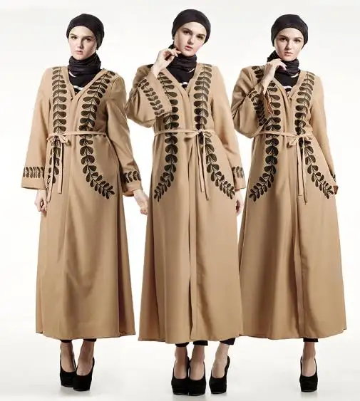 새로운 디자인 브라운 또는 사용자 정의 컬러 아프가니스탄 드레스 맥시 드레스 긴 소매 muslimah 드레스 캐주얼 매일 야외 느슨한 모피