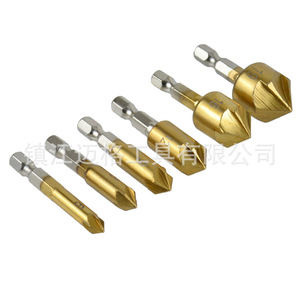 6Pc Titanium Plated Five Blade Chamfering Tool 1/4 Hex Shank For Plywood Woodworking - Product Image 4