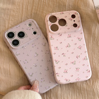 Coque de téléphone antichoc à pois floraux en TPU pour femmes, mignonne, protection anti-chute, rose et violet pour iPhone 17 16 15 14 13 12