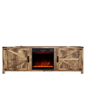 Rustic Furniture Tv Cabinet White TV Stand Accent Mid-Century With LED Lights