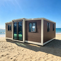 Grande maison conteneur préfabriquée mobile extensible de 40 pieds sur 20 pieds, deux chambres, maison portable préfabriquée