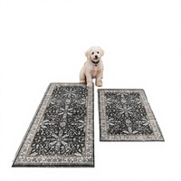 2-Piece Machine Washable Polyester Kitchen Rug Set Non-Slip Low Pile Thin Flat Weave Runner Rugs for Kitchen Floor