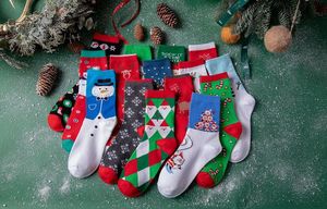 <span class=keywords><strong>Calcetines</strong></span> de vestir de algodón de tubo medio para mujer Santa Elk Print Crew Style Logo colorido en el cuerpo y el puño para uso diario Otoño Invierno - Product Image 2