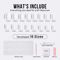 Ongles à presser réutilisables en gel souple verni de luxe avec logo personnalisé, style français, avec colle, longueur courte