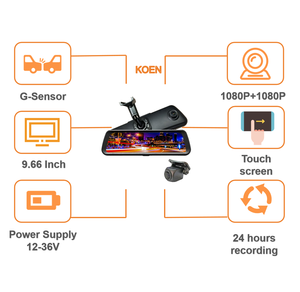 Bán Chạy Nhất 9.66 Inch Camera Ẩn Đầu Ghi Hình Hệ Thống Ống Kính Kép 1080P Camera Lùi Ô Tô Gương Chiếu Hậu Ô Tô - Product Image 2