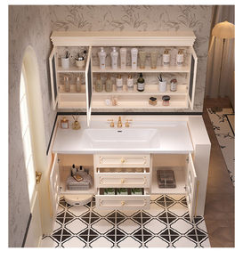 Equipped With <b>LED</b> <b>Mirror</b> and Ceramic Basin, for Apartment Sale,Luxury European Floating Bathroom <b>Vanity</b> Cabinet - Product Image 3