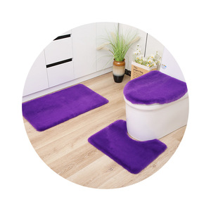 Juego de Alfombrillas de Baño de Felpa, Color Sólido, Antideslizantes, Tejido a Máquina, Fibra de Poliéster - Product Image 3