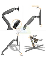 Bras de Moniteur Simple à Ressort à Gaz KALOC DS110, Support d'Écran d'Ordinateur Réglable Robuste pour Bureau, Fixation d'Écran