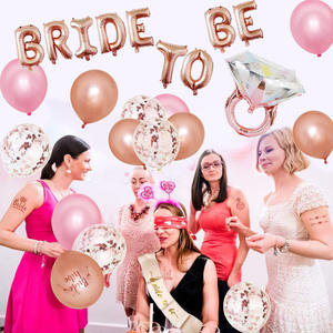 Décoration de fête d'enterrement de vie de jeune fille tobe, ensemble de ballons en latex à paillettes or rose, voile de mariage - Product Image 4