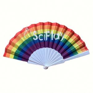 Éventails pliants personnalisés en bambou arc-en-ciel, décorations portables colorées en plastique pour Halloween, la Fierté LGBT, les mariages et la décoration intérieure - Product Image 1
