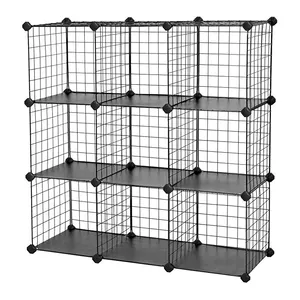 Organizzatore di stoccaggio cubo cablato griglie metalliche a 9 cubi, armadio armadio ideale per soggiorno