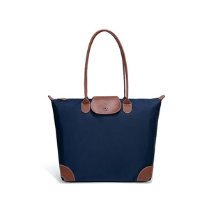 Custom Women's Luxury Nylon Tote <b>Bag</b> with PU Leather Top handle <b>Large</b> Casual Shoulder Purse Nylon summer <b>bag</b> - Product Image 6