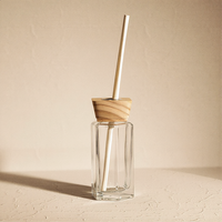 Bouteille diffuseur de parfum hexagonale en verre transparent avec couvercle en bois naturel, logo personnalisé, conteneur d'arôme vide, vente en gros