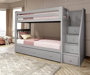 Cama infantil de madeira, conjunto de móveis para quarto infantil