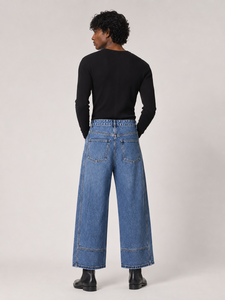 <span class=keywords><strong>Jeans</strong></span> da <span class=keywords><strong>Uomo</strong></span> Blu Scuro Strutturati con Patchwork, <span class=keywords><strong>Gamba</strong></span> <span class=keywords><strong>Larga</strong></span>, Stile Streetwear Hip Hop High Street - Product Image 5