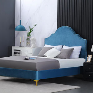 Base de colchón de tela con marco de cama de metal de princesa de lujo de fábrica certificada al por mayor Base de cama de metal para una sola persona Twin XL azul - Product Image 1