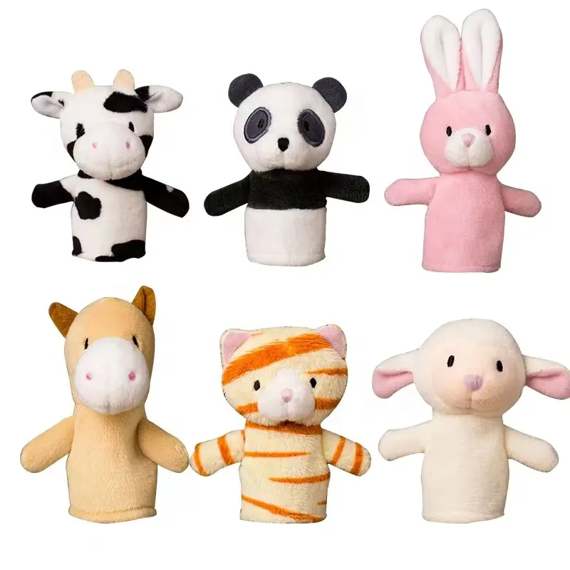 OEM simpatici animali zodiacali pupazzi da dito simpatici Panda/coniglio/giraffa pupazzi da dito giocattoli per bambini