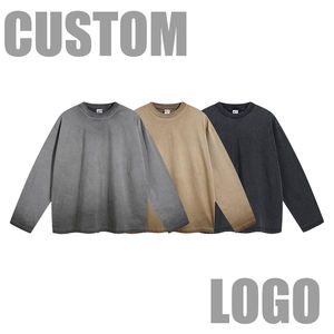 Parejas Unique Retro Washed Sunfaded Sudadera con capucha Sudaderas Holgadas Deportivas 100% Cotone Transpirable Sudadera de cuello redondo en blanco - Product Image 2