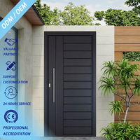 Porte d'entrée de sécurité en acier inoxydable, design moderne et contemporain, pivot centrale, ouverture manuelle, prévention des incendies, entrée de villa