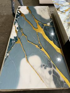Panel de Pared de <span class=keywords><strong>PVC</strong></span> con Efecto Mármol UV de 1220*2440 mm, Láminas de <span class=keywords><strong>PVC</strong></span> Negro Oro, Mármol Sintético para Decoración de Interiores - Product Image 3