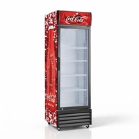 Réfrigérateur commercial compact pour boissons, refroidissement direct, vitrine verticale avec porte vitrée pour supermarché