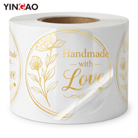 Autocollants PVC Yingao personnalisés, transparents, avec feuille d'or, imperméables, floraux, élégants, raffinés, classiques, intemporels, durables, en rouleau