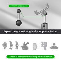 Adaptateur à rotule LB-01 FANAUE 1 "à 17mm RAM Mount Compatible Double Socket Arm pour Garmin GPS Mobile Phone Holder